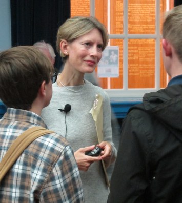 Dr Caroline Vout chatting with student members