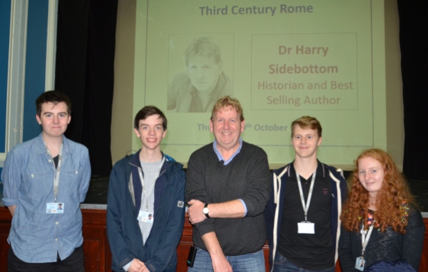 Dr Harry Sidebottom and Runshaw College students