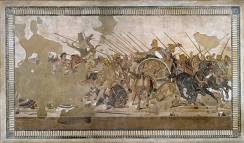 The Alexander mosaic. Floor mosaic depicting the battle between the armies of Alexander the Great and Darius III of Persia, found at the House of the Faun, in Pompeii. 313 x 582 cm, c.100 BC. Museo Archeologico Nazionale National Archaeological Museum, Na